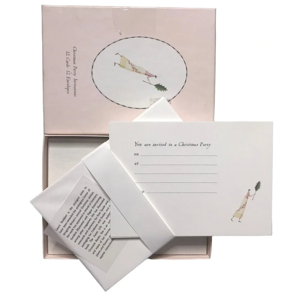 Vintage Christmas Party Invitations Laura Stoddart 12 Cards 12 Envelope 2001 YTK